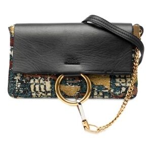 Chloe Black and Multicolor Shoulder Bag with Gold Accents